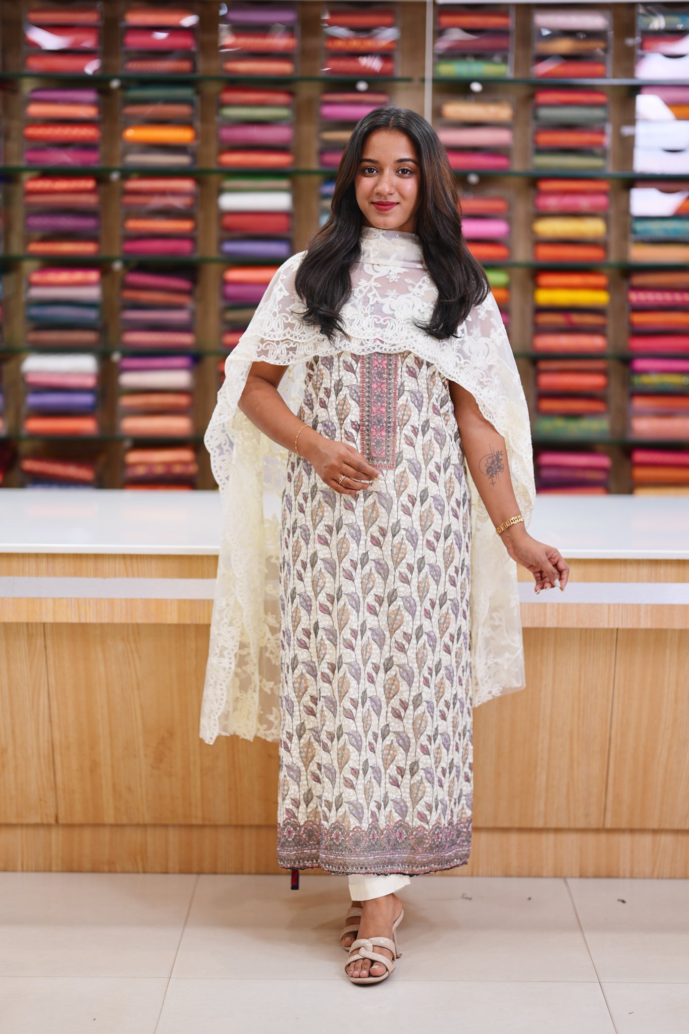 OFFWHITE UNSTITCHED SALWAR SET 🌸 K3056