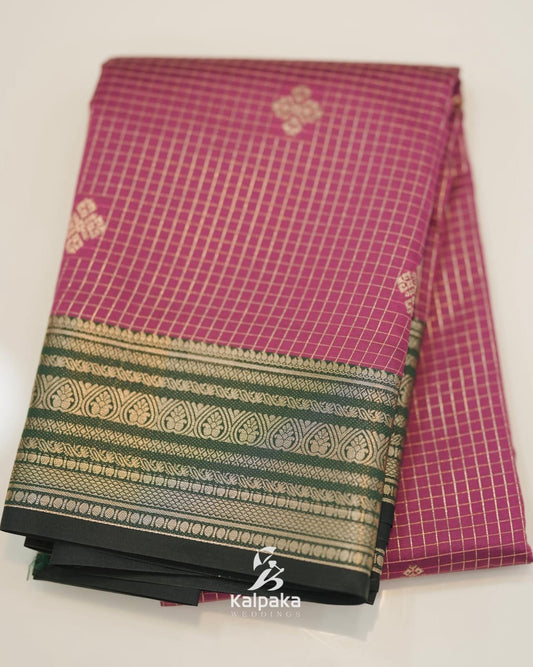 Art silk saree - pink color with contrast border ✨