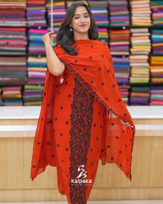 Black Butta Georgette Unstitched Salwar set    🌷 🌷  K3062