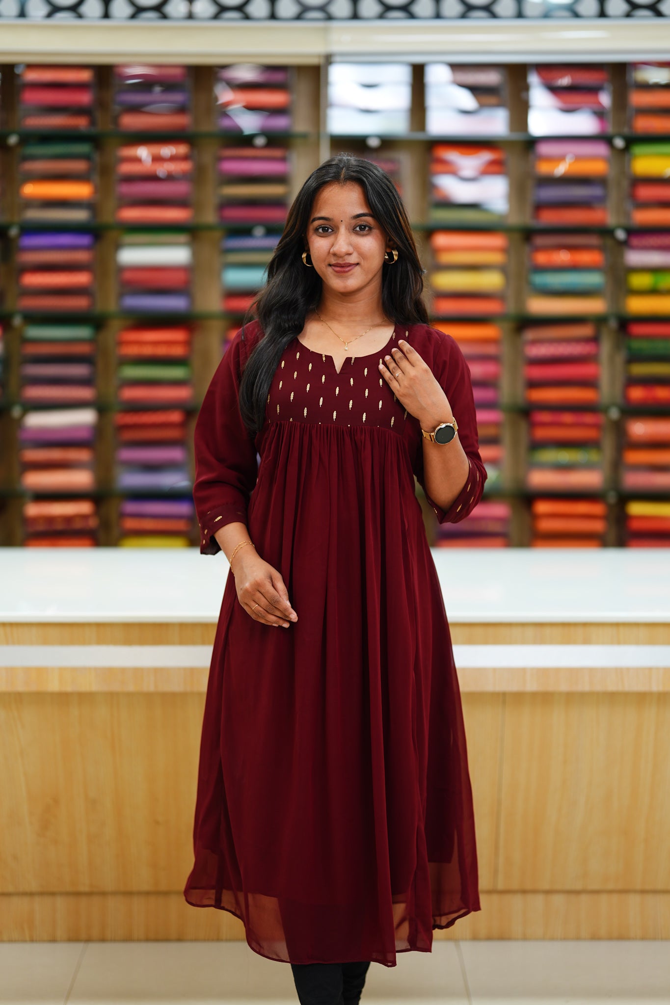 Georgette pleated Kurtis ☁️☁️☁️K4005