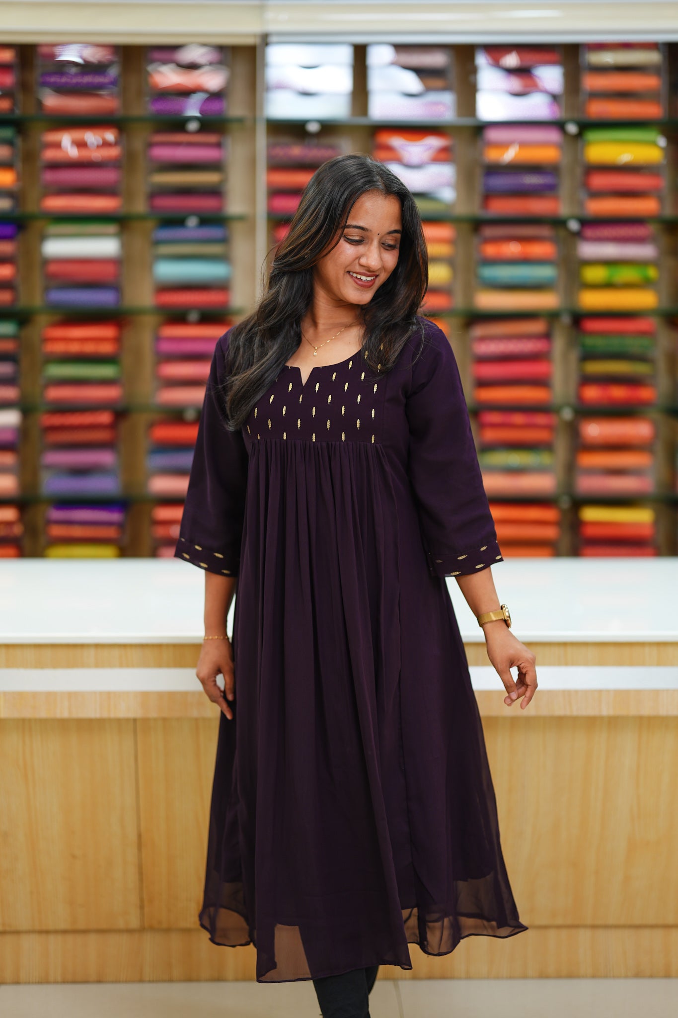 Georgette pleated Kurtis ☁️☁️☁️K4005