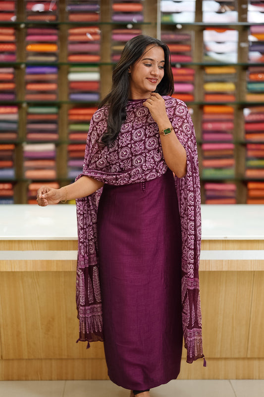 Kashmiri silk Unstitched Salwar set- Crushed Mirror dupatta 🔥 K3060