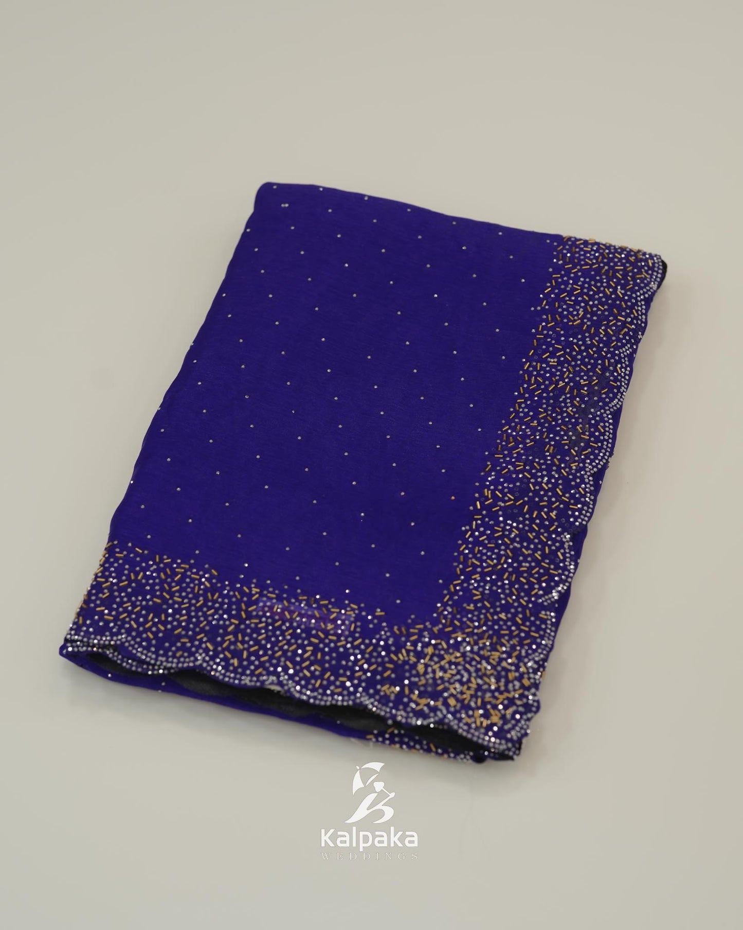 Royal blue Fancy Saree with Stone Work Border 🌸