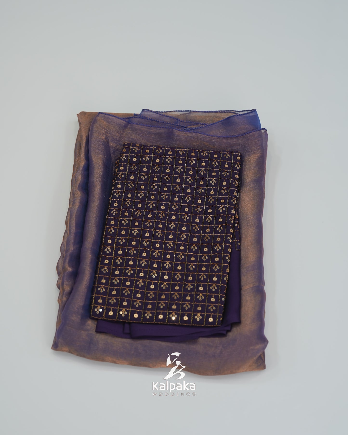 ✨Olive  Golden chiffon dual-tone saree ✨ K2046