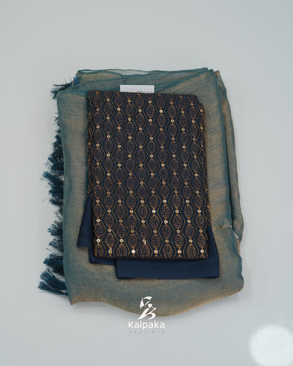 ✨Olive  Golden chiffon dual-tone saree ✨ K2046