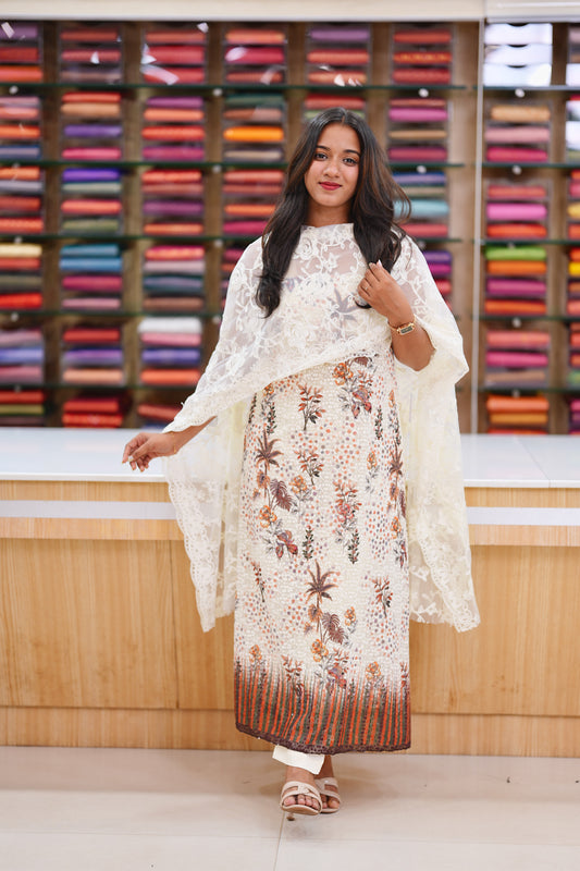OFFWHITE UNSTITCHED SALWAR SET 🌸  K3056