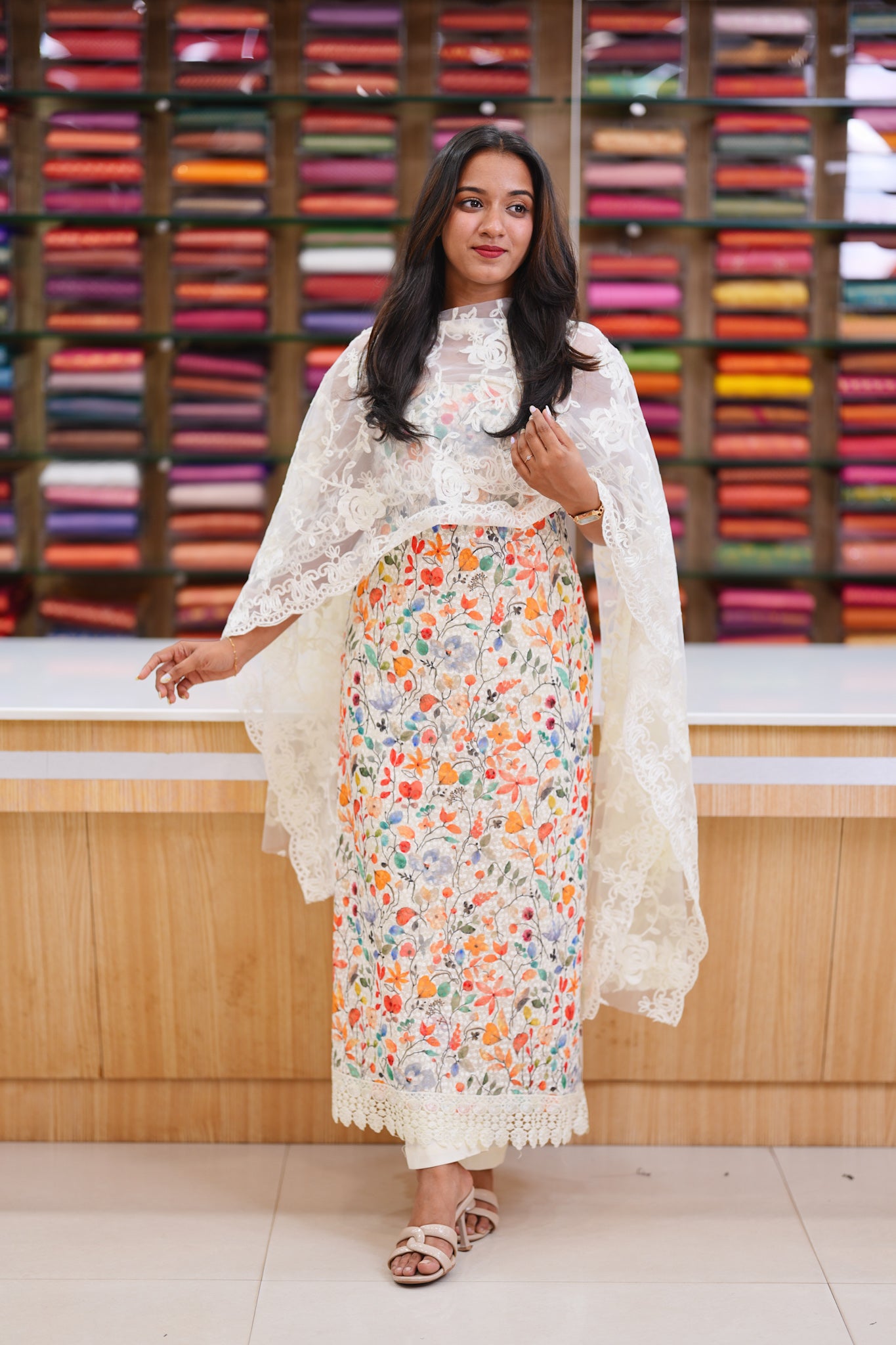 OFFWHITE UNSTITCHED SALWAR SET 🌸  K3056
