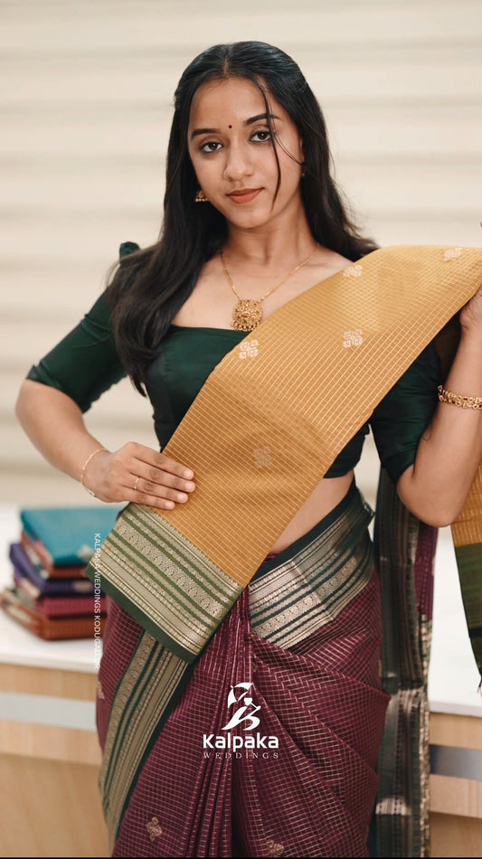 Art silk saree -  Mustard color with contrast border ✨