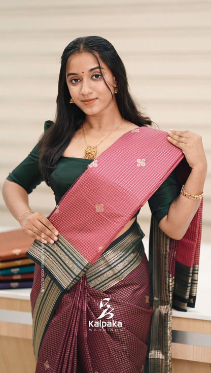Art silk saree - pink color with contrast border ✨