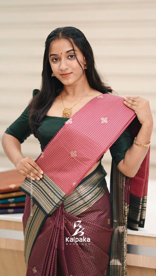 Art silk saree - pink color with contrast border ✨