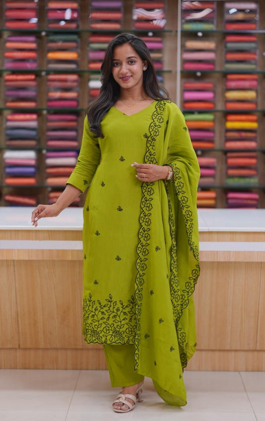 Lime Green Embroidered Salwar Set  🍀🍀K5001