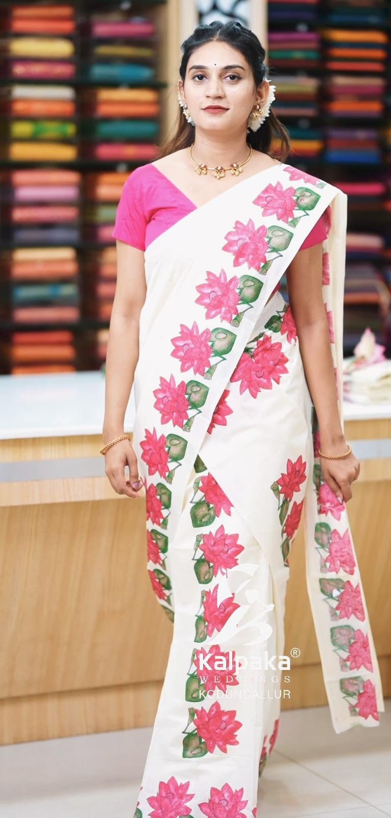 Ready to wear Painted Lotus Set Mundu 🌸K5006🌸