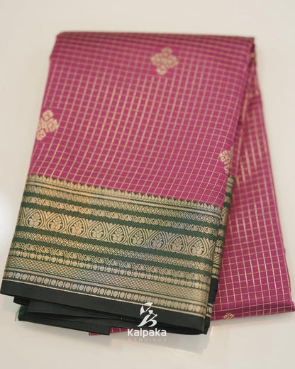 Art silk saree - pink color with contrast border ✨