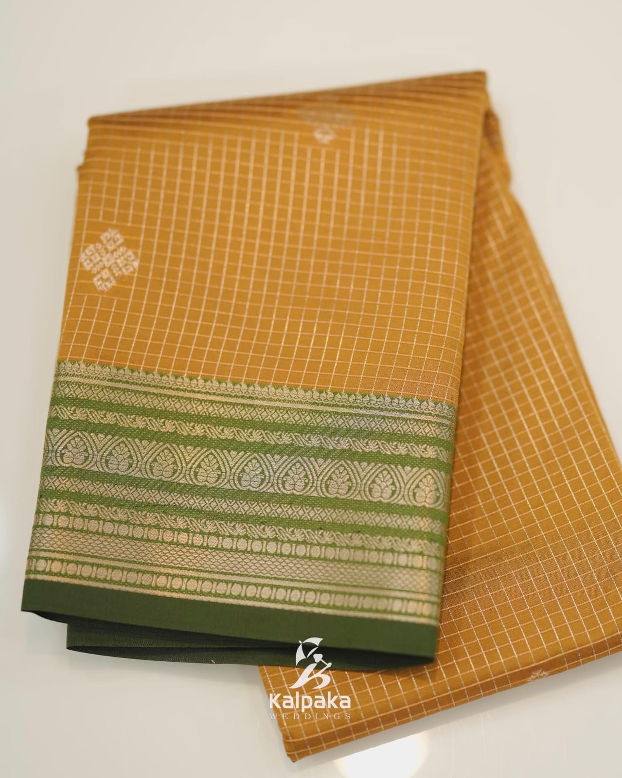 Art silk saree -  Mustard color with contrast border ✨