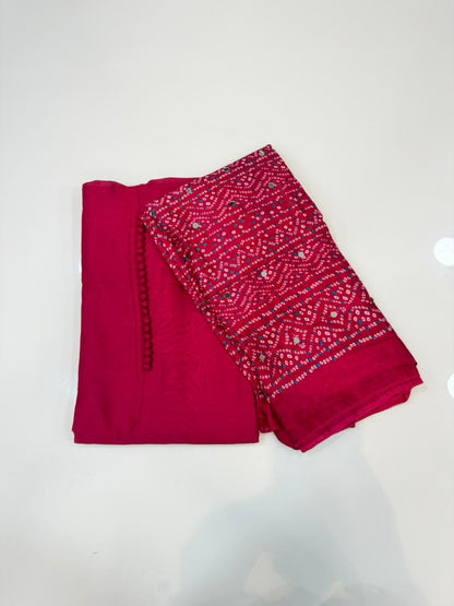 Kashmiri silk Unstitched Salwar set-Mirror dupatta 🔥 K3047