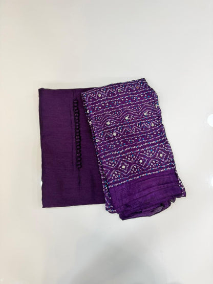 Kashmiri silk Unstitched Salwar set-Mirror dupatta 🔥 K3047