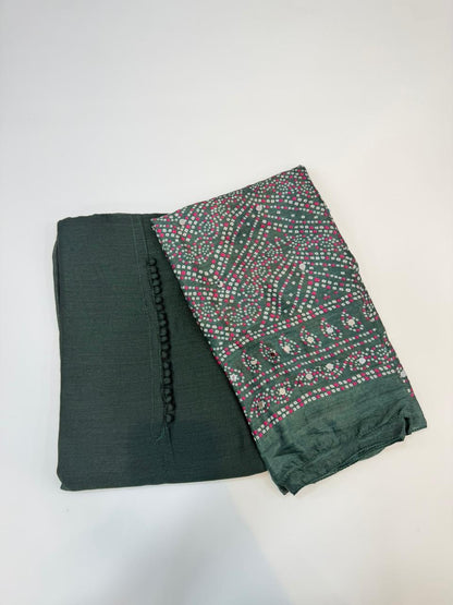 Kashmiri silk Unstitched Salwar set-Mirror dupatta 🔥 K3047