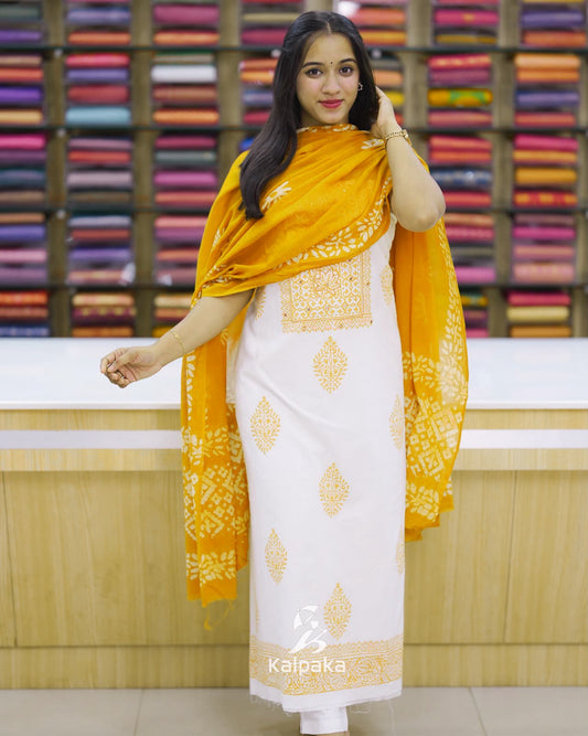 White cotton unstitched salwar set 🌸K3060