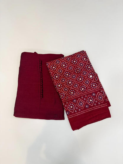 Kashmiri silk Unstitched Salwar set-Mirror dupatta 🔥 K3047
