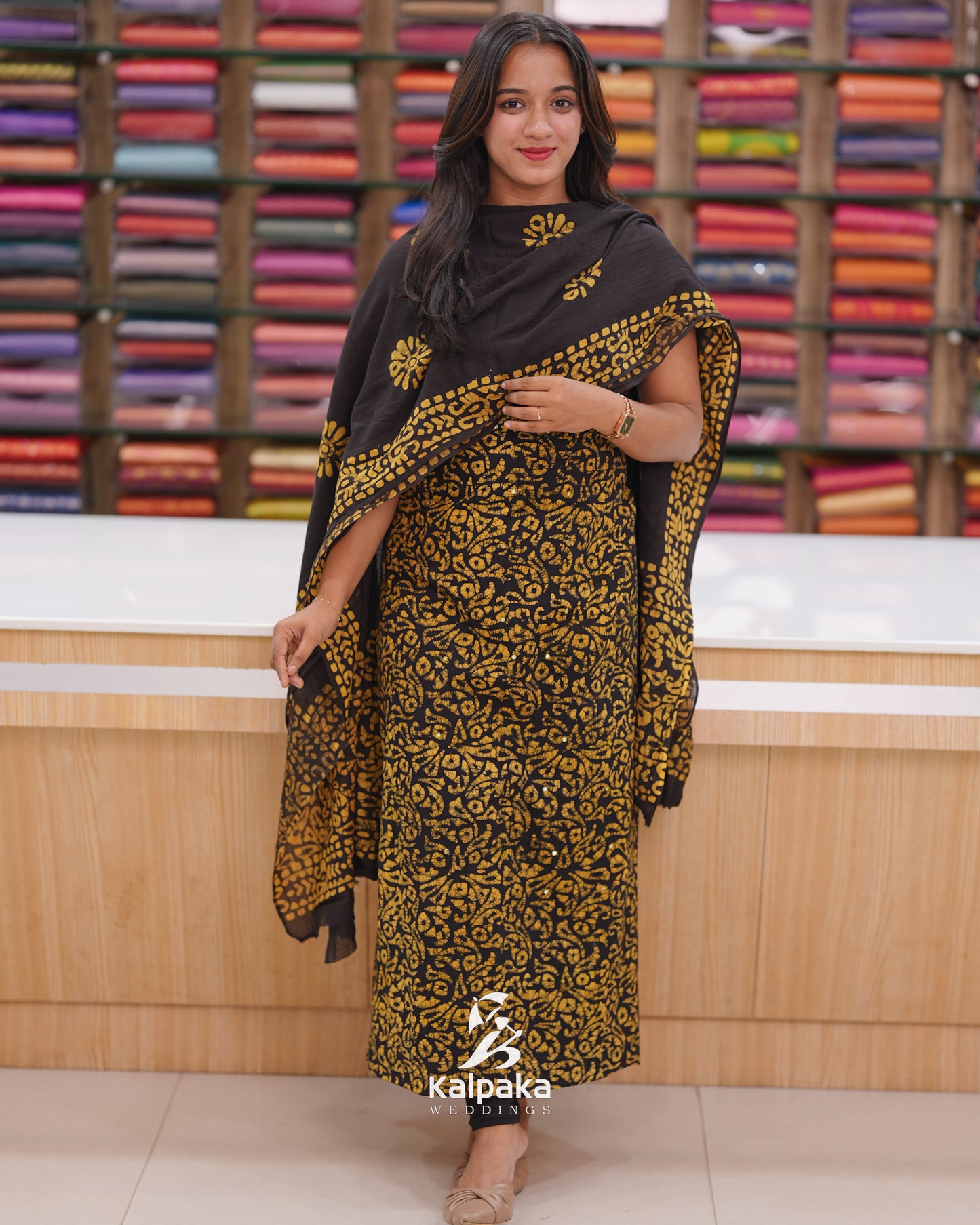 Cotton Bandini unstitched salwar set K3049 🖤