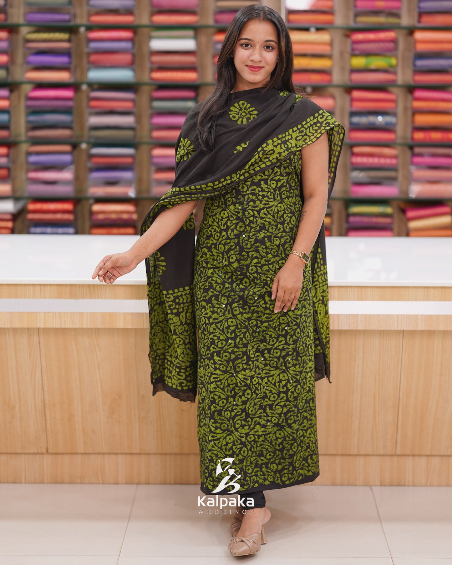 Cotton Bandini unstitched salwar set K3049 🖤